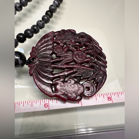 LABRADORITE + HEMATITE NATURAL STONES NECKLACE - Picture 12 of 16